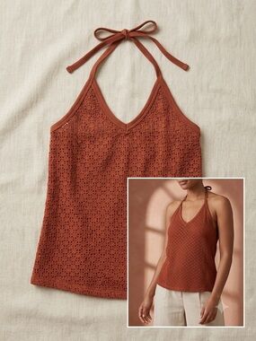 GAP Rust Crochet Halter Swim Coverup Top